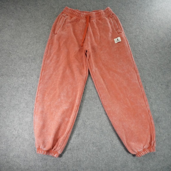Jordan Pants Womens Small Red Orange Flight Washed Fleece Sweat Jogger Jumpman - Picture 1 of 9